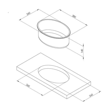Lavello inox ellittico CAN LA1420 con piletta