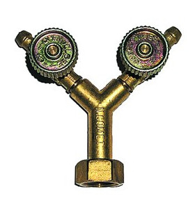 Conexión de gas de 2 vías con llaves de paso