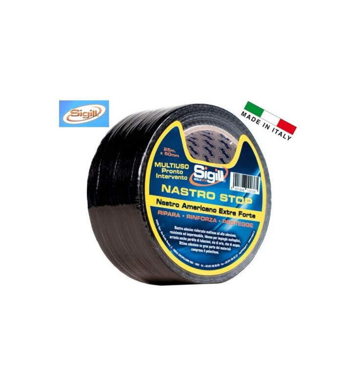 Cinta SIGILL STOP PLATA tipo americano 25mtx50 mm