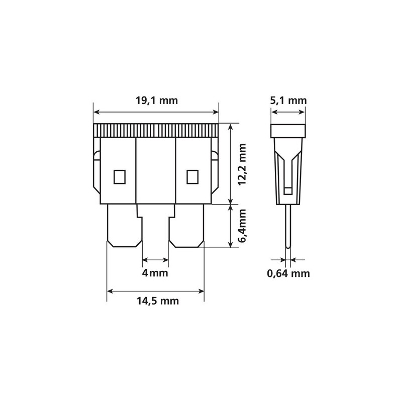 Kit 5 blade fuses 14.5 mm, 12/32Vdc - 10A