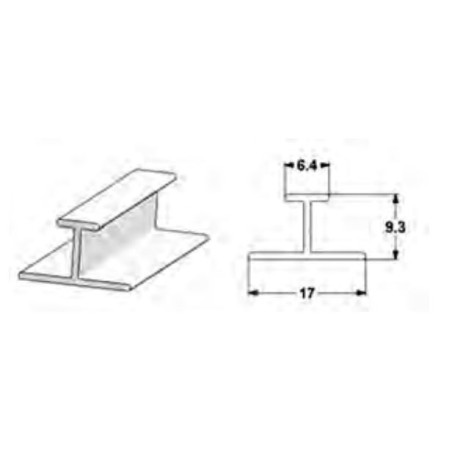 Binario a T in PVC per tende barra da 2,5 metri