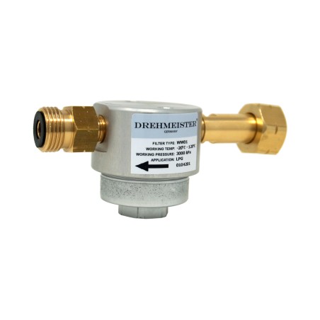 DREHMEISTER SMART Filter für Flüssiggasflaschen W21,8 x 1/14 LH - lange Ausführung