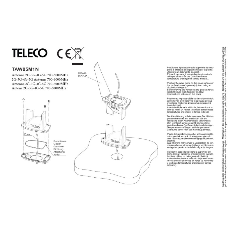 TELECO TAW85M1N ANTENNE EXTERNE LTE 3-4-5G NOIRE