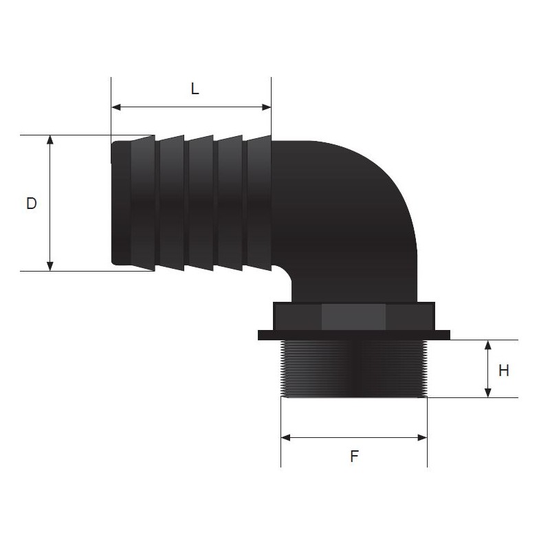 Raccord courbé complet Ø 13 mm 1/2''