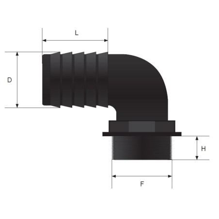 Komplett gebogener Anschluss Ø 35 mm 1''1/4