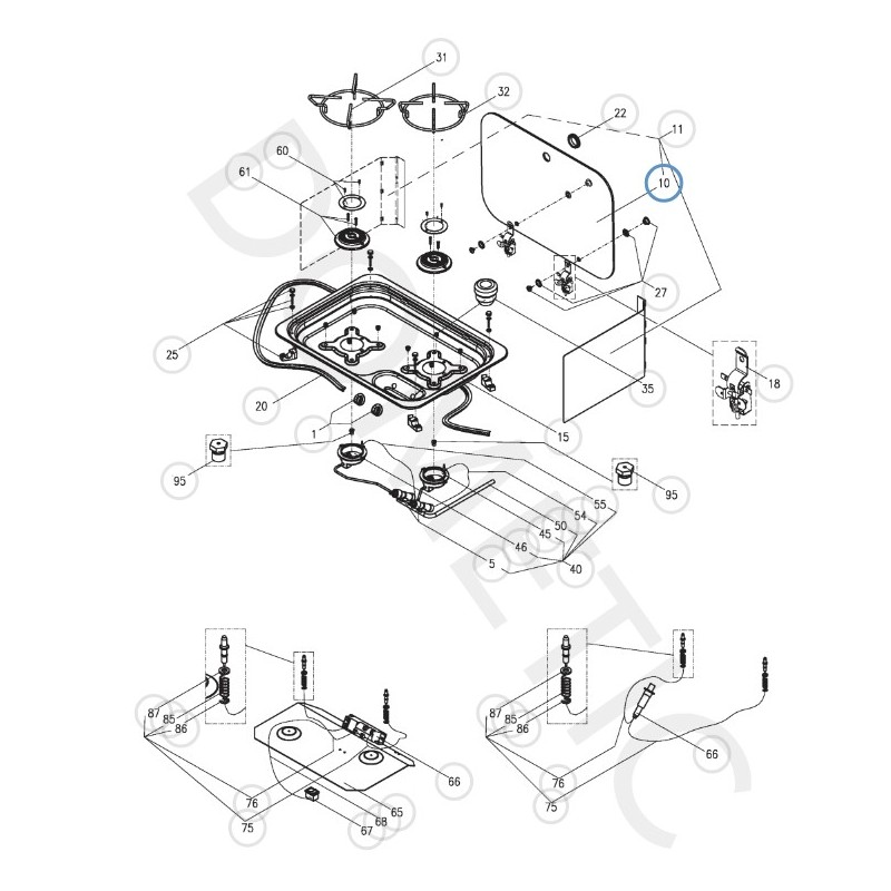 Glass Lid 2 Burners Black RAL9005 Dometic Hob -...