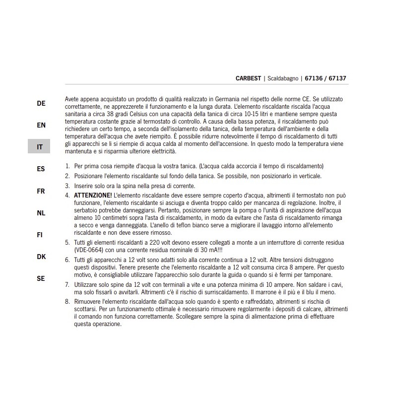 Electric Water Heater - Heating Rod for Hot...