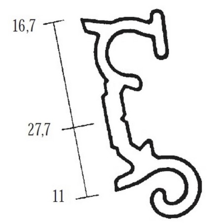1 metro Profilo aggancio superiore Polyplastic F14-16-48