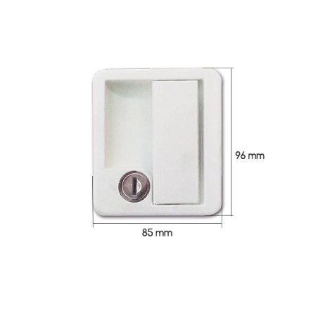 1070 komplettes weißes Heckklappenschloss FAP 10x8x4 cm mit NS-Schlüssel