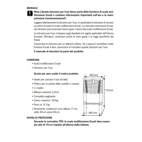 Échelle télescopique multifonctionnelle Carbest Escali avec charge max. capacité 3,2 m de haut