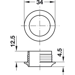 Rosette 16 mm matt nickel for push lock 2