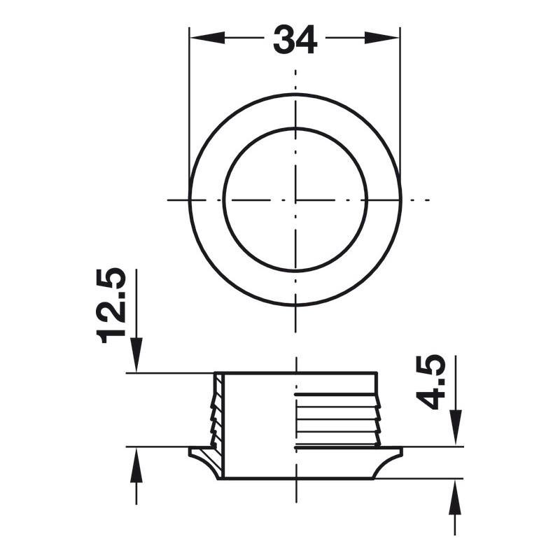 Rosace 16 mm nickel mat pour serrure à poussoir