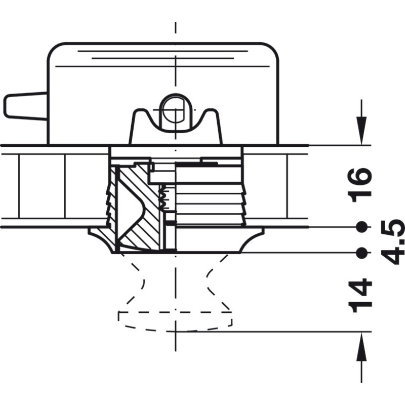 Rosette 16 mm Nickel matt für Druckschloss