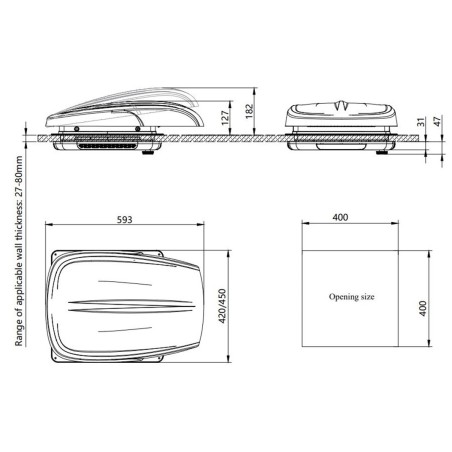 VECHLINE LUXURY CRYSTAL PORTHOLE 40X40CM MOTORIZED 12V