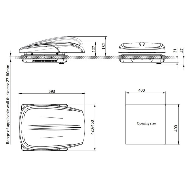 HUBLOT LUXE BLANC VECHLINE 40X40CM MOTORISÉ 12V