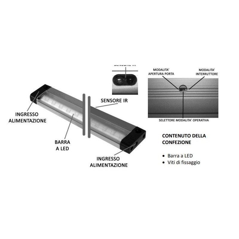 Barra LED con sensor IR 12V 5W 430lm 4000K 50cm