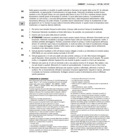 Calentador de agua eléctrico - Varilla calefactora para agua caliente en depósitos Carbest Campingstar 230 V 75 W, temperatura 3