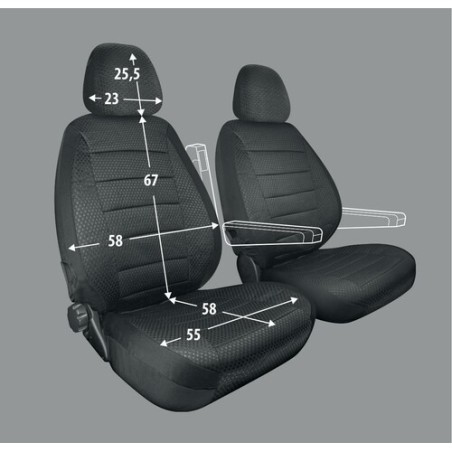 Fundas universales para asientos de autocaravana en jacquard con reposacabezas