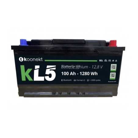 Batería de litio LiFePo4 con celda prismática compacta KL5 100Ah BMS INTEGRADO y BLUETOOTH - KOONEKT