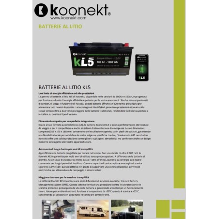Batería de litio LiFePo4 con celda prismática compacta KL5 de 150 Ah, BMS INTEGRADO y BLUETOOTH – KOONEKT