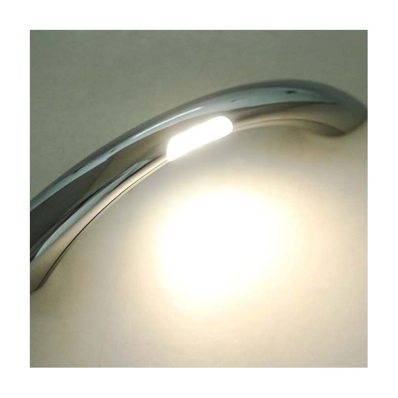 CHROME METAL INTERIOR CAMPER ENTRY HANDLE WITH LED