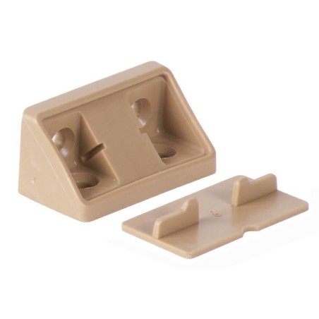 Set of 10 ivory corner furniture fasteners with 4 holes and lid