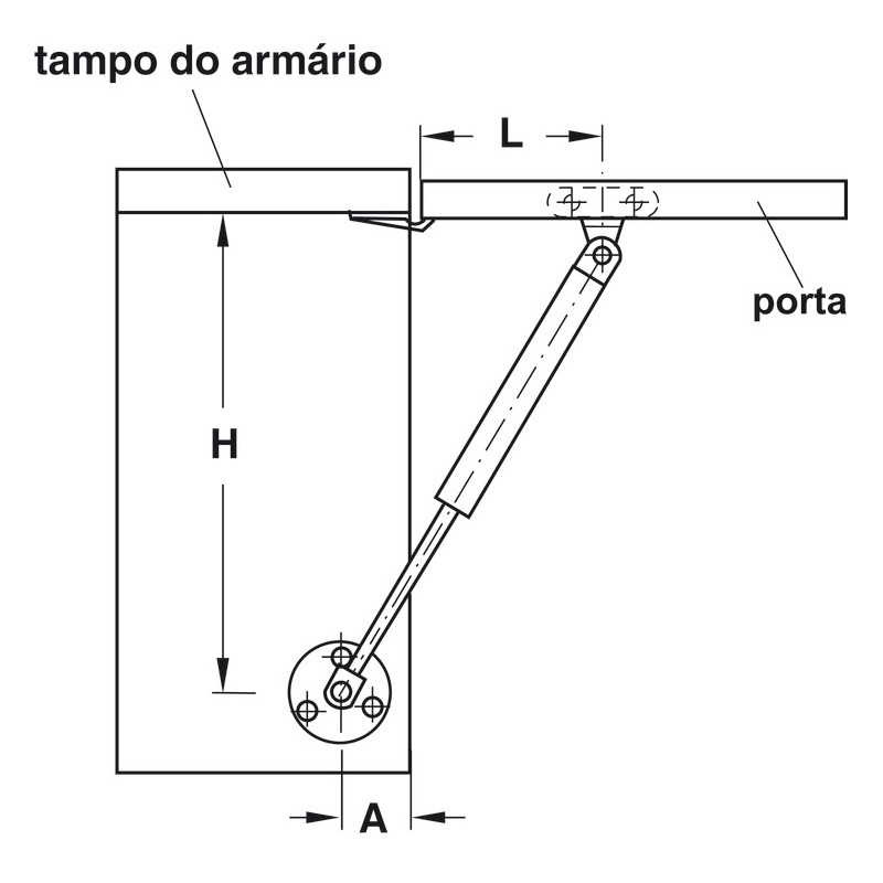 Gas arm for doors 80 N