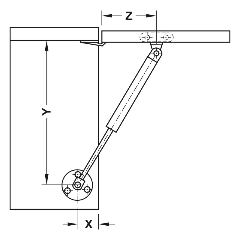 Gas arm for doors 80 N