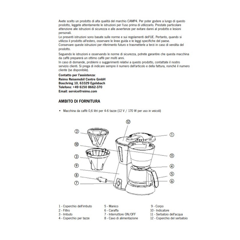 Macchina da caffè Levanzo 12 V / 170 W