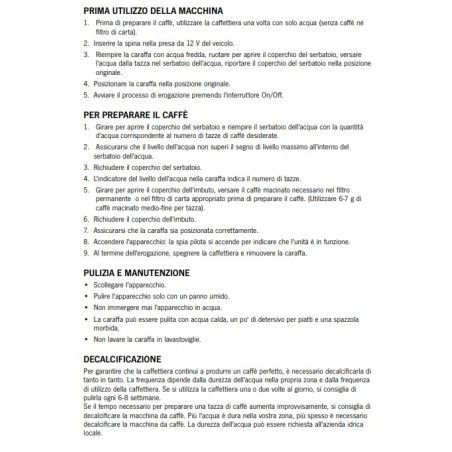 Coffee machine Levanzo 12 V / 170 W