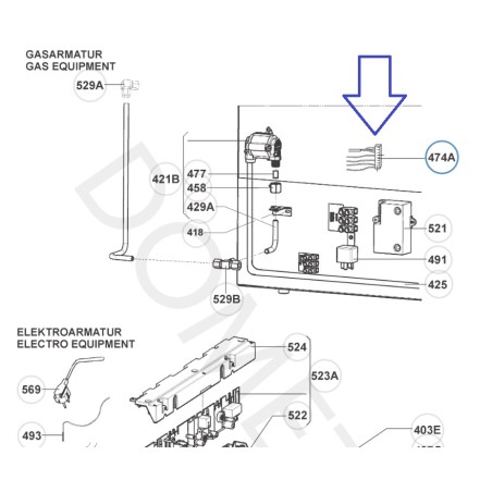 WIRING FOR IGNITER connection cable for electronic ignition unit Dometic RMT7655L refrigerator – 241279640
