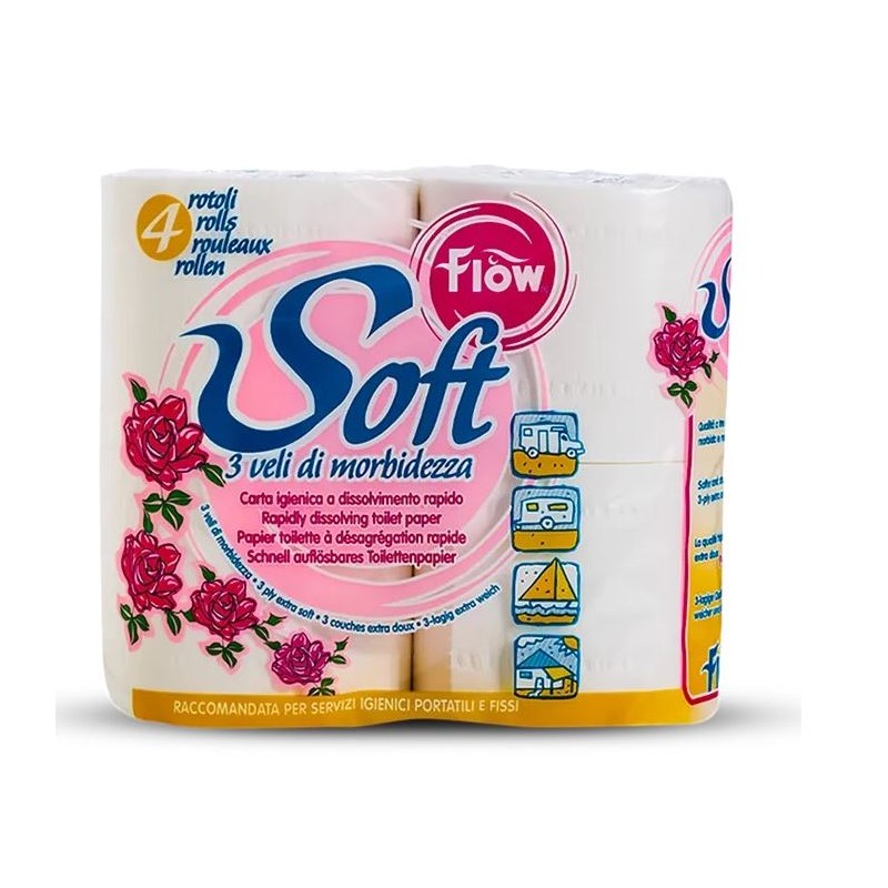 FLOW SOFT PAPIER TOILETTE 3 PLIS 600 G 4...