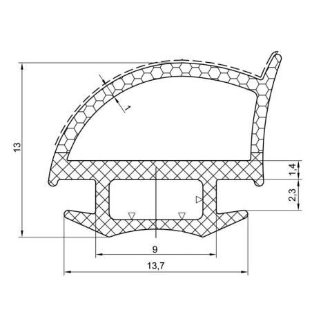 5 mt GUARNIZIONE NERA 5 MT PER PORTE E PORTELLONI 13.7x13 mm