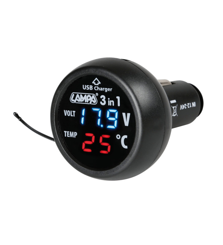 3-IN-1-DIGITALTHERMOMETER STECKER + VOLTIMETER...