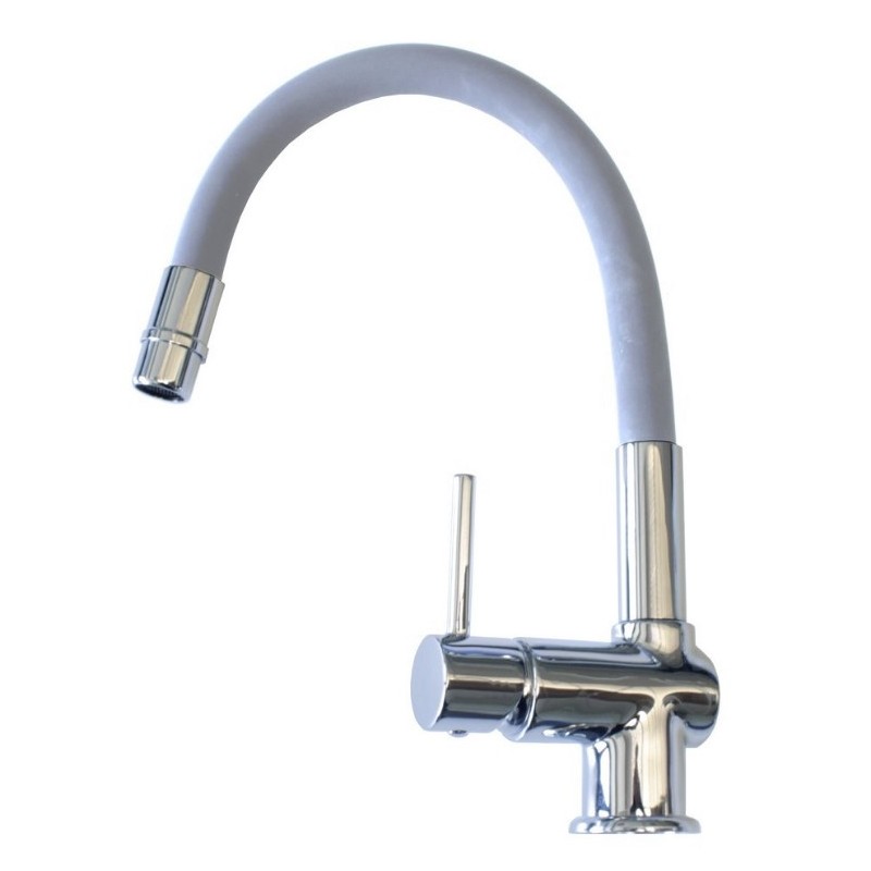 Chromed metal single lever mixer with GRAY...