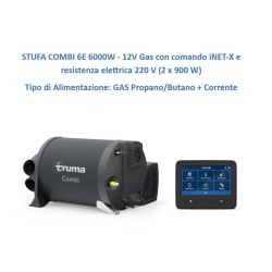 STUFA COMBI 6E 6000W - 12V Gas con comando iNET-X e...