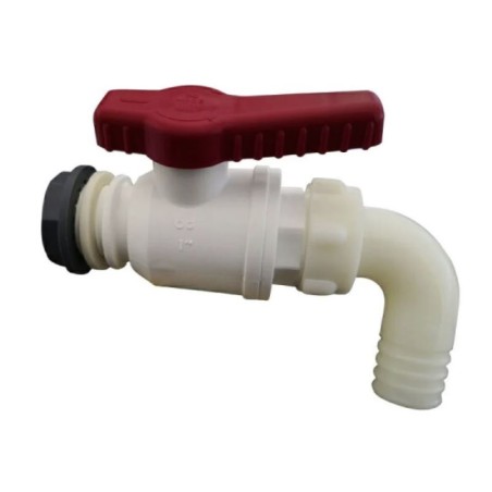 1 INCH BALL VALVE WITH G1 BULKHEAD AND CURVED HOSE CONNECTOR DN30