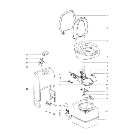 TOILETTE À CASSETTE THETFORD C200-CS (PORTE 3 NON INCLUSE)