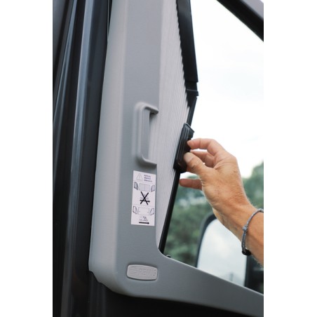 PAIR of Side Blinds from 2019 REMIS IV Cab - Mercedes Benz Sprinter grey with access handle