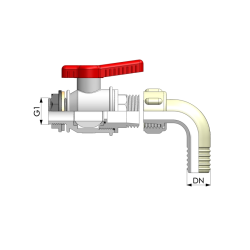 Lever opening tap for emptying camper tank 3/4" - 20 mm... 2