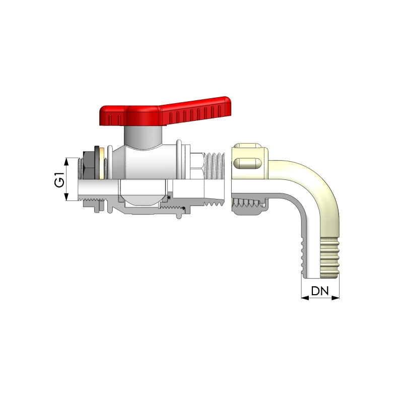 Lever opening tap for emptying camper tank 3/4"...