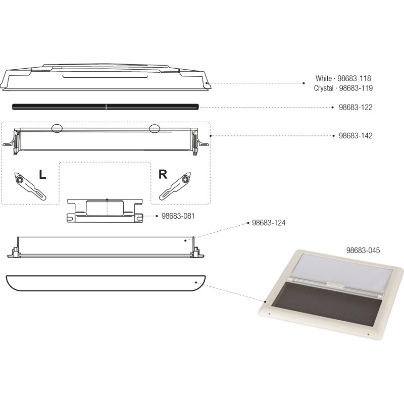 OBLO Vent 50 Bianco FIAMMA con oscurante e...