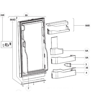 Top shelving ref 66B series 6/7 Dometic series 6/7 complete white