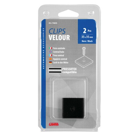 LAMPA Clips Velour, foro centrale, set 2 pz - 35x35 mm