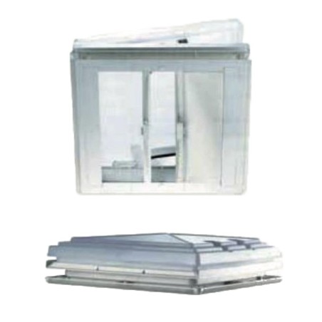 42 MPK OPAL-KUPPELDACHFENSTER – 400x400 mm – komplett mit integriertem Moskitonnetz und Stromausfall