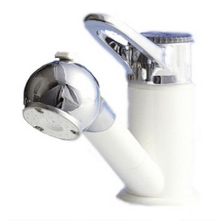 PRESTIGE automatic mixer white/chrome hose connector with pull-out shower head