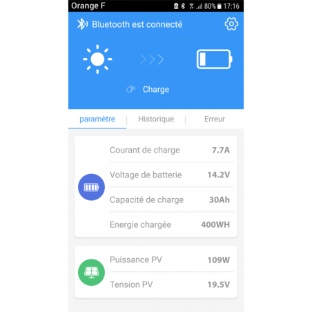 Contrôleur de charge solaire Antarion MPPT 12/24V 20Ah, DOUBLE BATTERIE, bluetooth