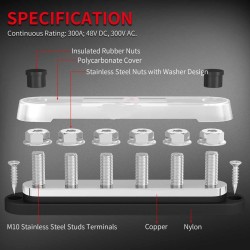 copy of CBE UNA BUS BAR 4 POLI M10 BASE ROSSA 300A 48VDC... 2
