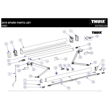 THULE 1500602235 - Brazo de muelle de cubierta LH y RH Br. 4900/4200