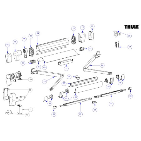 THULE 1500601163 - Kit di Fissaggio Asta Tension Rafter 5000-5200-5500 Safari Room